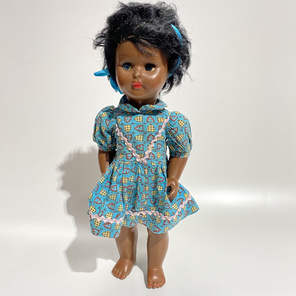 DOLL, Vintage Brown in Blue Dress